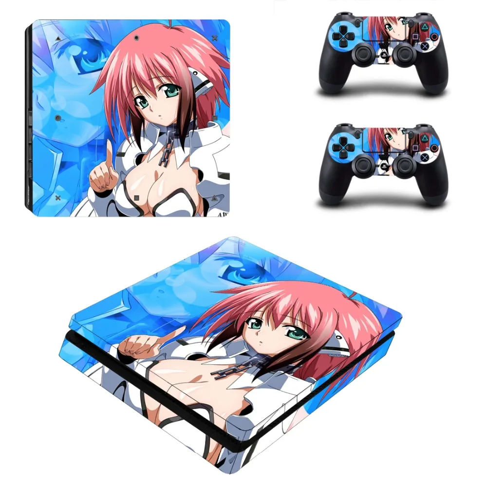 Наклейка для PS4 Slim Skin консоли Sony PlayStation 4 и контроллеров наклеек Sticker Vinyl - Sora no otoshimono