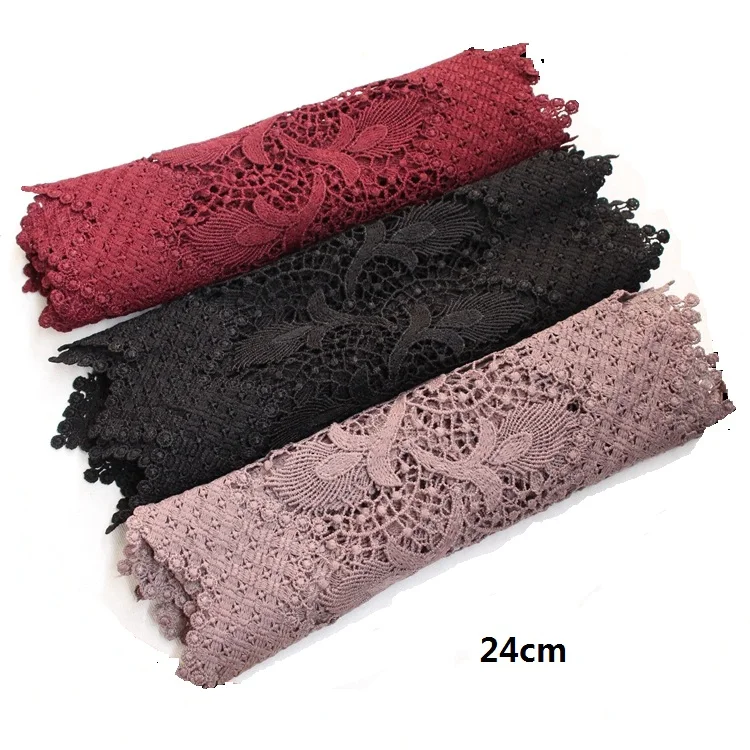 Бесплатная доставка 1 м/лот ширина 24 см утолщенная вышитая кружевная отделка