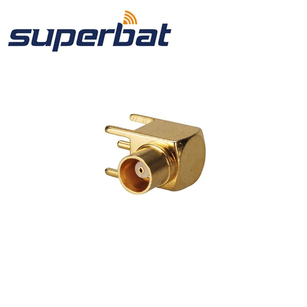 Superbat 10pcs MCX thru hole Female Right Angle PCB Mount with Solder Post RF Coaxial Connector