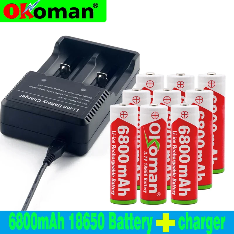 Литий ионная аккумуляторная батарея Okoman 18650 3 7 в 6800 мАч для игрушек светодиодный