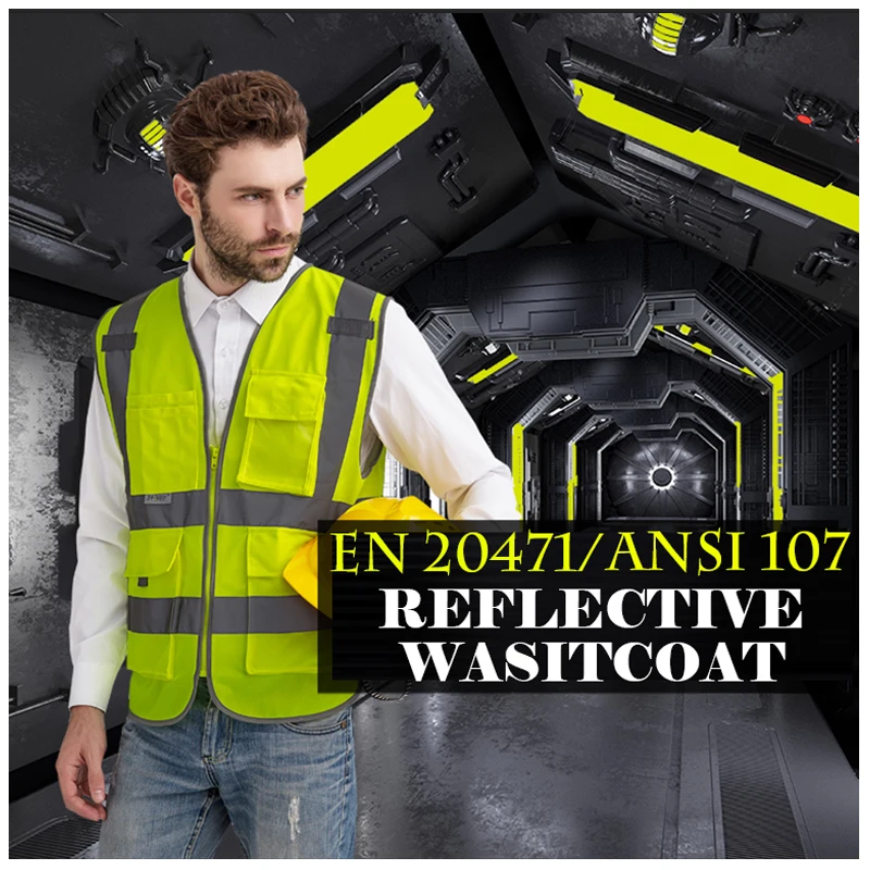 

SFvest waistcoat reflective safety vests waistcoat visibility multi pockets waistcoat fluorescent yellow orange free shipping