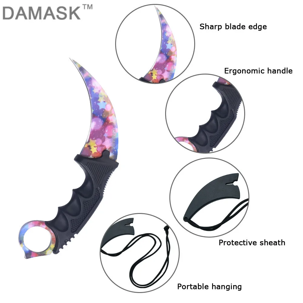DAMASK CS GO Counter Strike Karambit нож с фиксированным лезвием для самообороны Кемпинг Охота