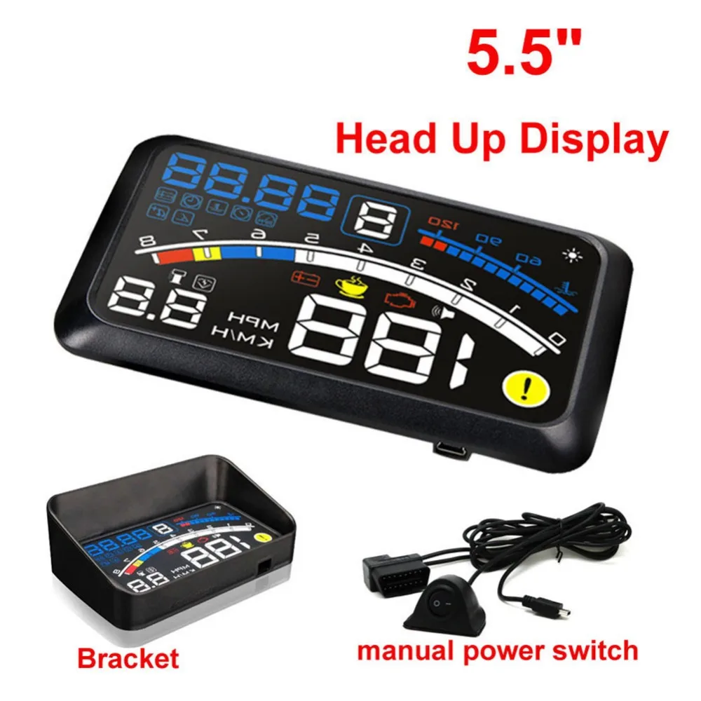 5," 4E OBDII Автомобильный HUD OBD2 порт дисплей Windows экран скорость Предупреждение лобовое стекло проектор сигнализация