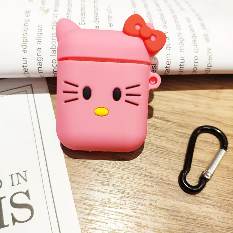 Милый чехол для наушников для AirPods чехол для Air Pods аксессуары с героями мультфильмов на айрподс Apple эир подс силиконовый чехол с кольцами для ключей ремень чехол на эйрподс чехлы на наушники airpods airpods2