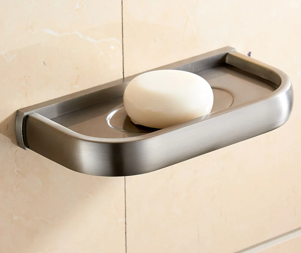 Soap Dish Набор аксессуаров для ванной комнаты, крючок для полотенец, держатель для туалетной бумаги, кольцо для полотенец, настенное крепление, матовая отделка, твердая латунь - Цвет: Soap Dish