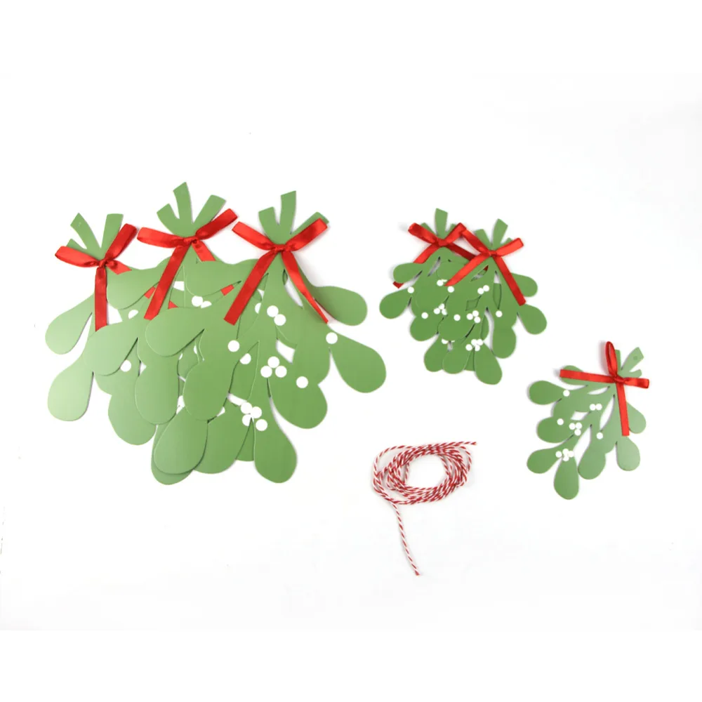 Mistletoe листья бумага Гарланд подвесные буквы украшения натуральные Рождественские украшения праздничные Фото фоны дерево декор на стену