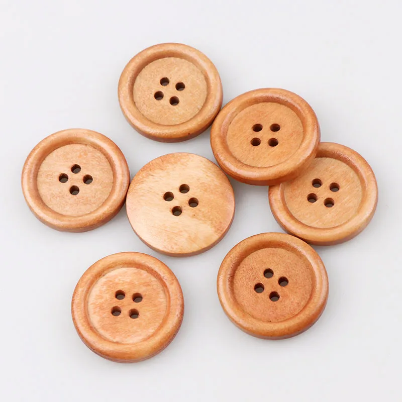 Деревянные пуговицы кофейного цвета ручной работы 25 шт. 2 отверстия 23 мм