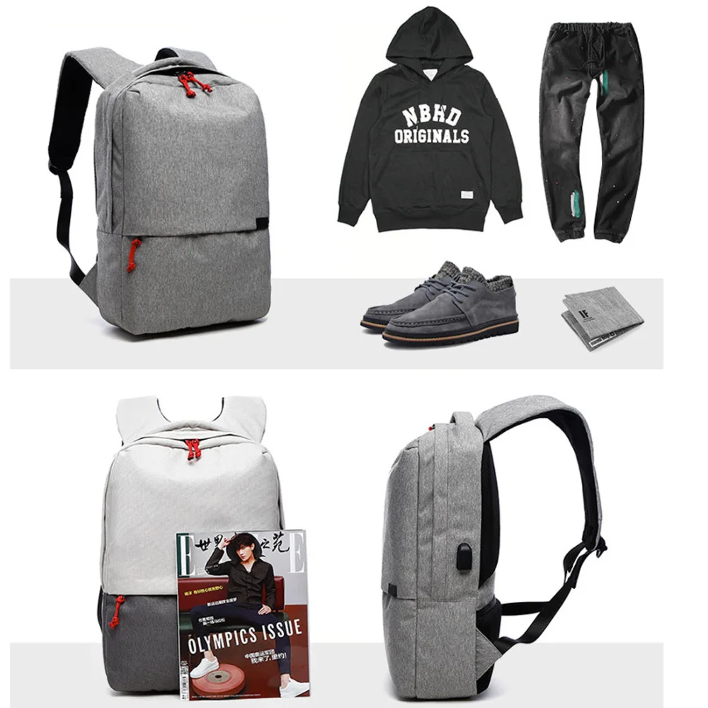 Новый мужской холщовый рюкзак для ноутбука с usb-портом зарядки модные дорожные