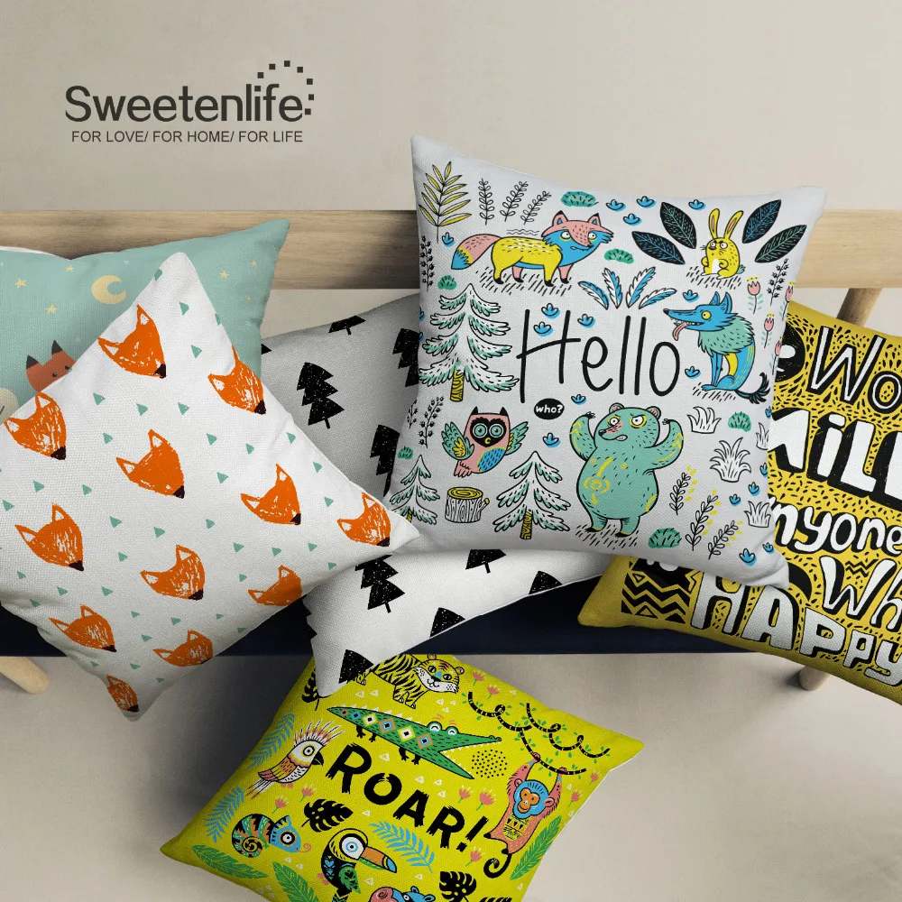 Sweetenlife декоративные наволочки с милым рисунком животных 60*60 подушки для дивана