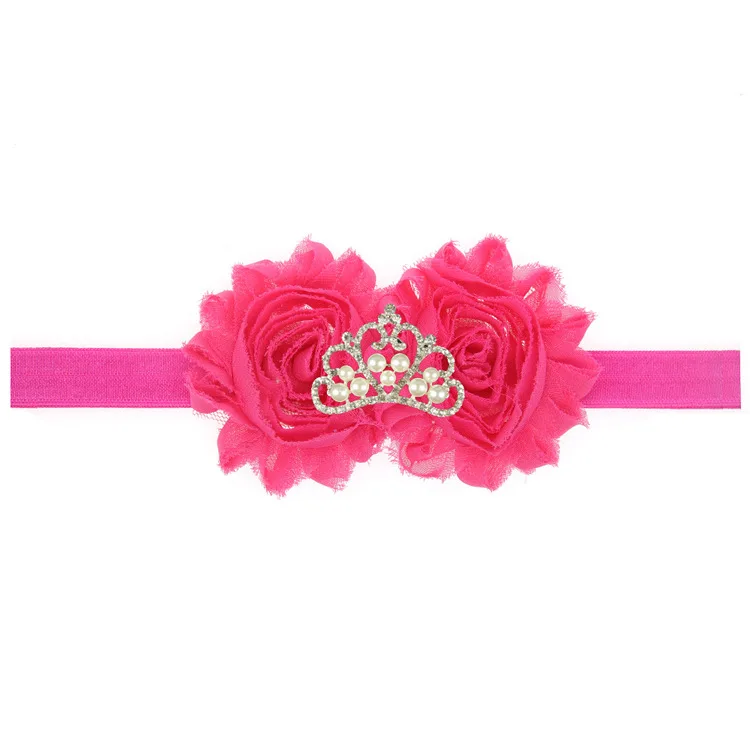 Принцесса корона перл Шифон Цветочные Цветы Повязка эластичный тиара для