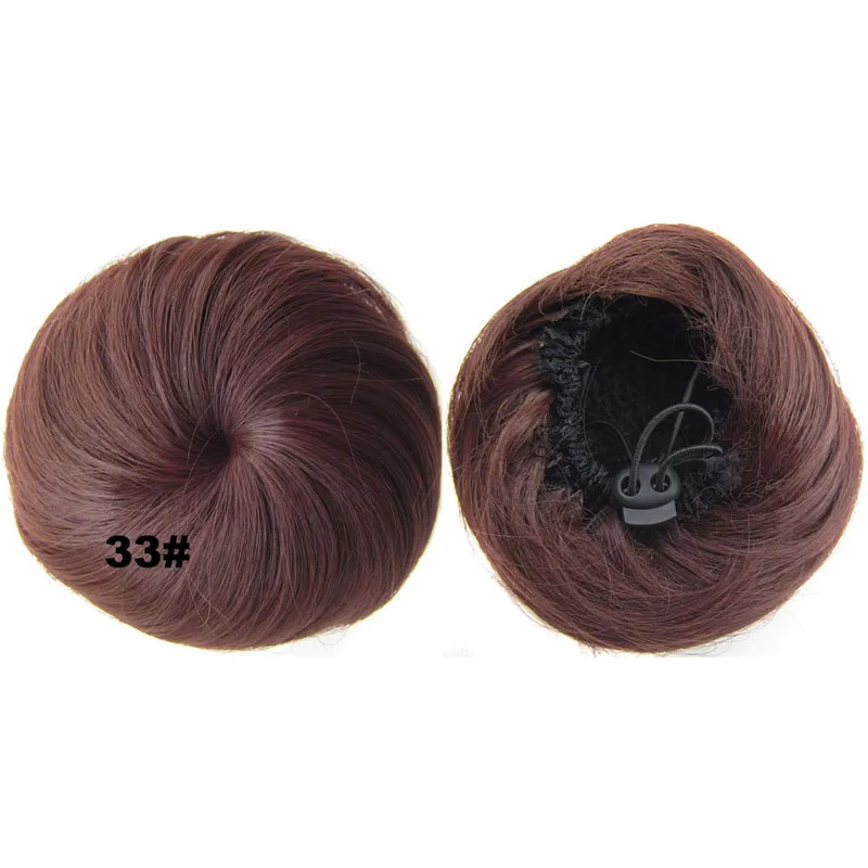 #33 Jeedou синтетические волосы шиньон круглые сферические Updos прямые волосы клип на пучок волос валик-бублик светло-коричневые цветные шиньоны - Цвет: #33