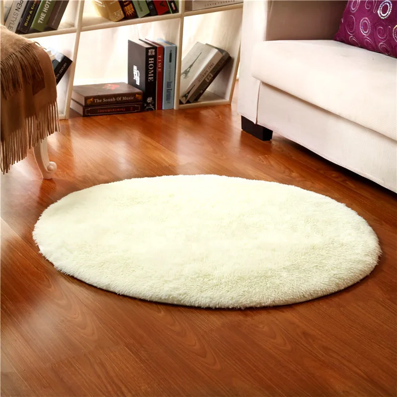 

160cm Plush Soft White Kids Room Dec Play Mat Anti-slip Thick Big Round Floor Carpets For Living Room Bathroom Circle Mat Rug
