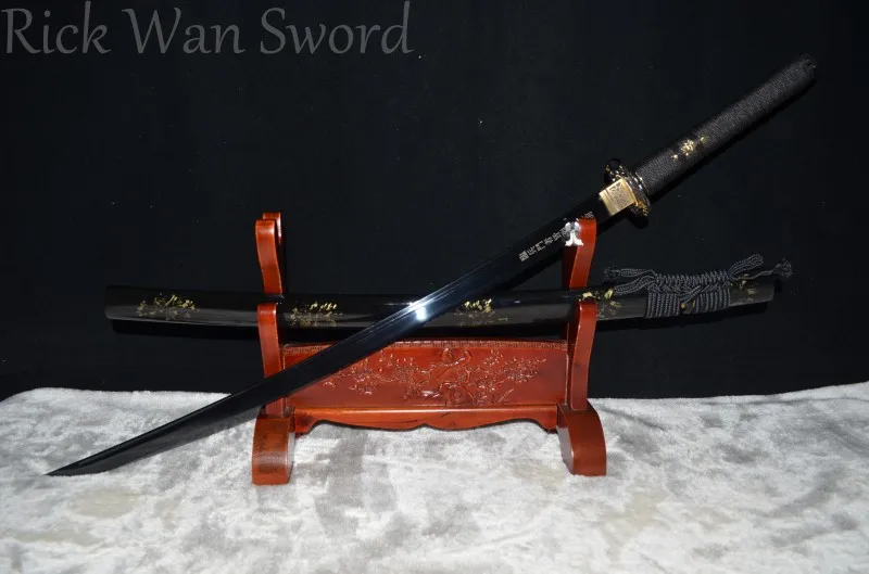 Ручная работа 1060 Высокоуглеродистая сталь черное лезвие катана японский