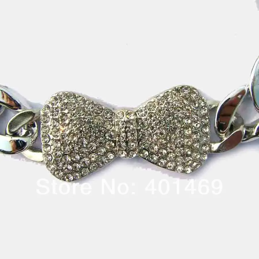 ?? 2018ホットスタイルクリスタル大金属ちょう結びチャームペンダントプラスチックリンクチェーンチョーカーファッションネックレスの宝石120個ロット