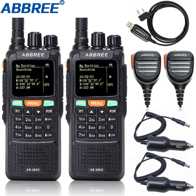 2 шт. ABBREE AR 889G рация с GPS 10 Вт 3000 мАч аккумулятор поперечный ретранслятор 999CH