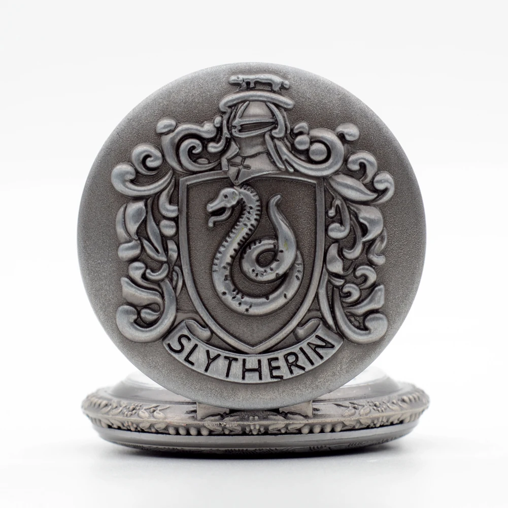 Ретро Silver Grey Слизерин Гарри Поттер Хогвартс Колледжа Кварцевые Карманные Часы