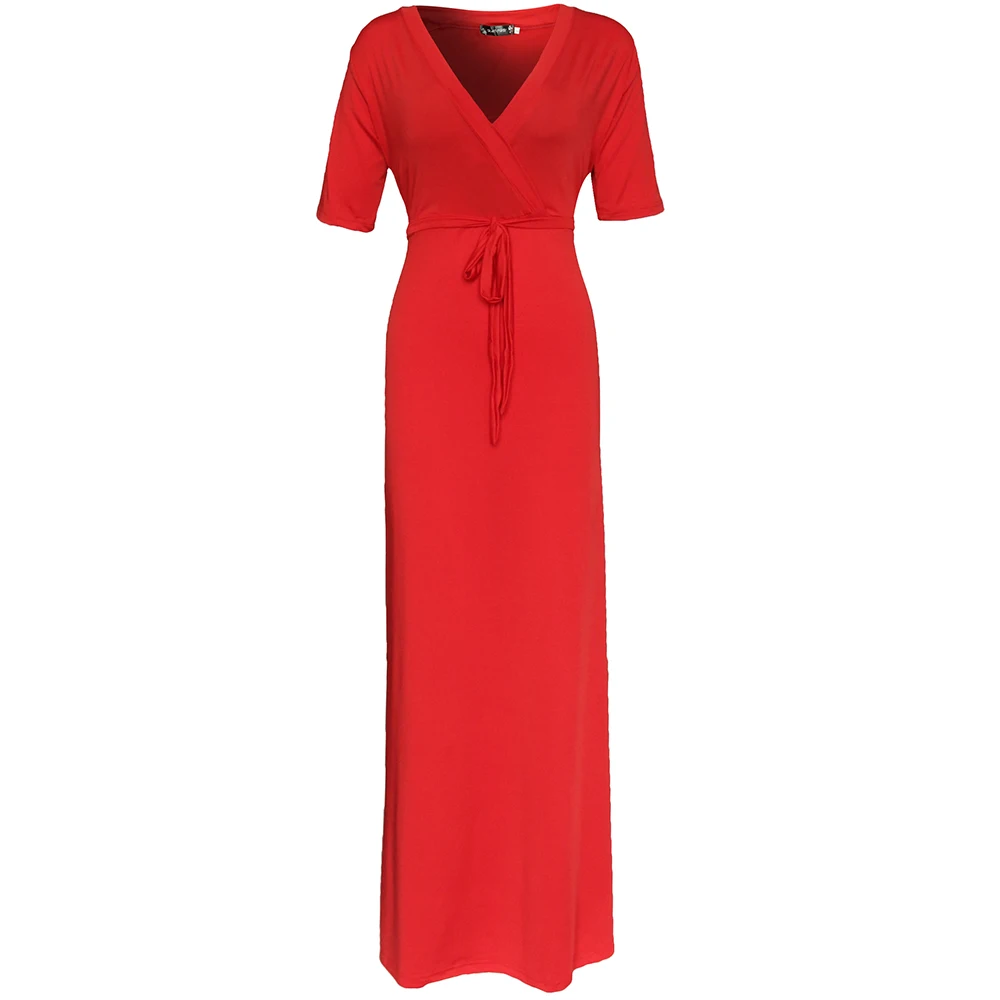 2016 новое летнее Сексуальное Платье макси с v образным вырезом и коротким рукавом