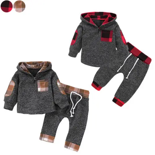 2Pcs Infant Newborn Baby Girl Boy Outfits Hooded Sweat shirt+Long Pants Set Winter Autumn Children Clothes Tracksuit | Детская одежда и