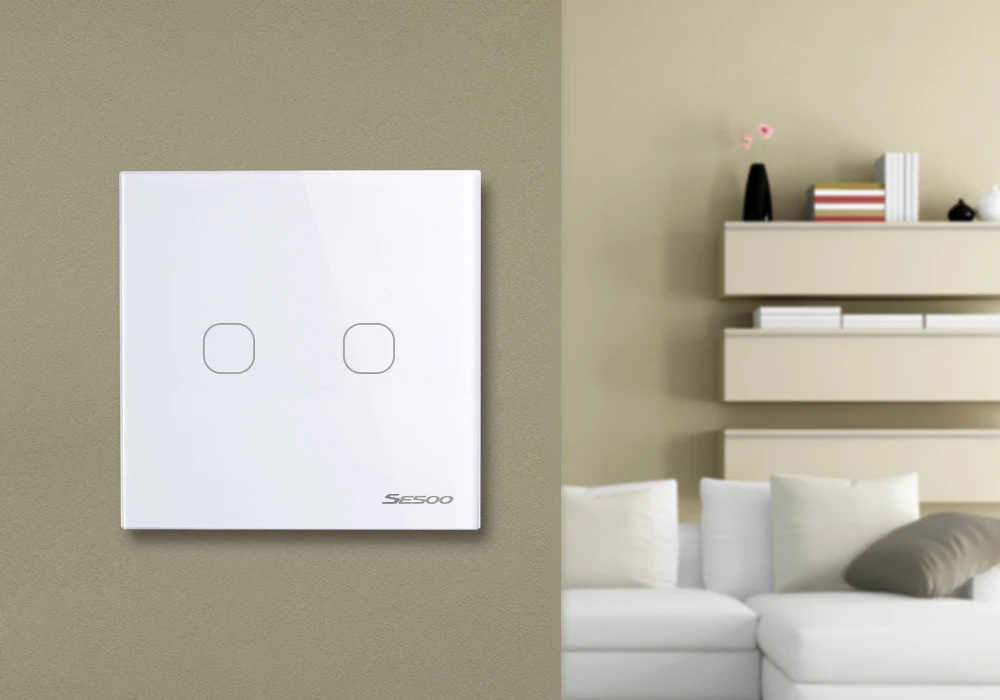 SESOO дистанционное управление переключатели 2 банды 1 способ водонепроницаемый закаленное стекло панель Переключатель дистанционного настенный сенсорный переключатель с пультом