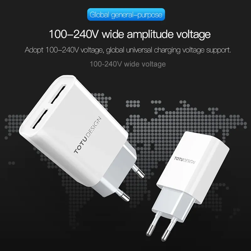 TOTU двойное зарядное устройство USB для iPhone мобильного телефона 2.4A быстрое