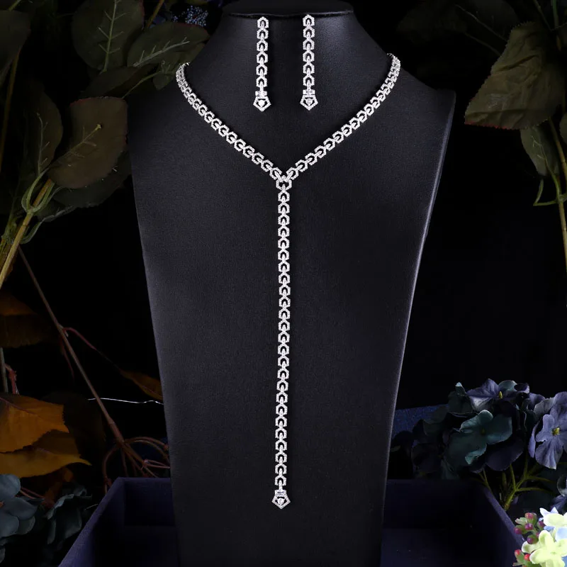 Janekelly эксклюзивная Длинная цепочка с кубическим цирконием свадебные наборы