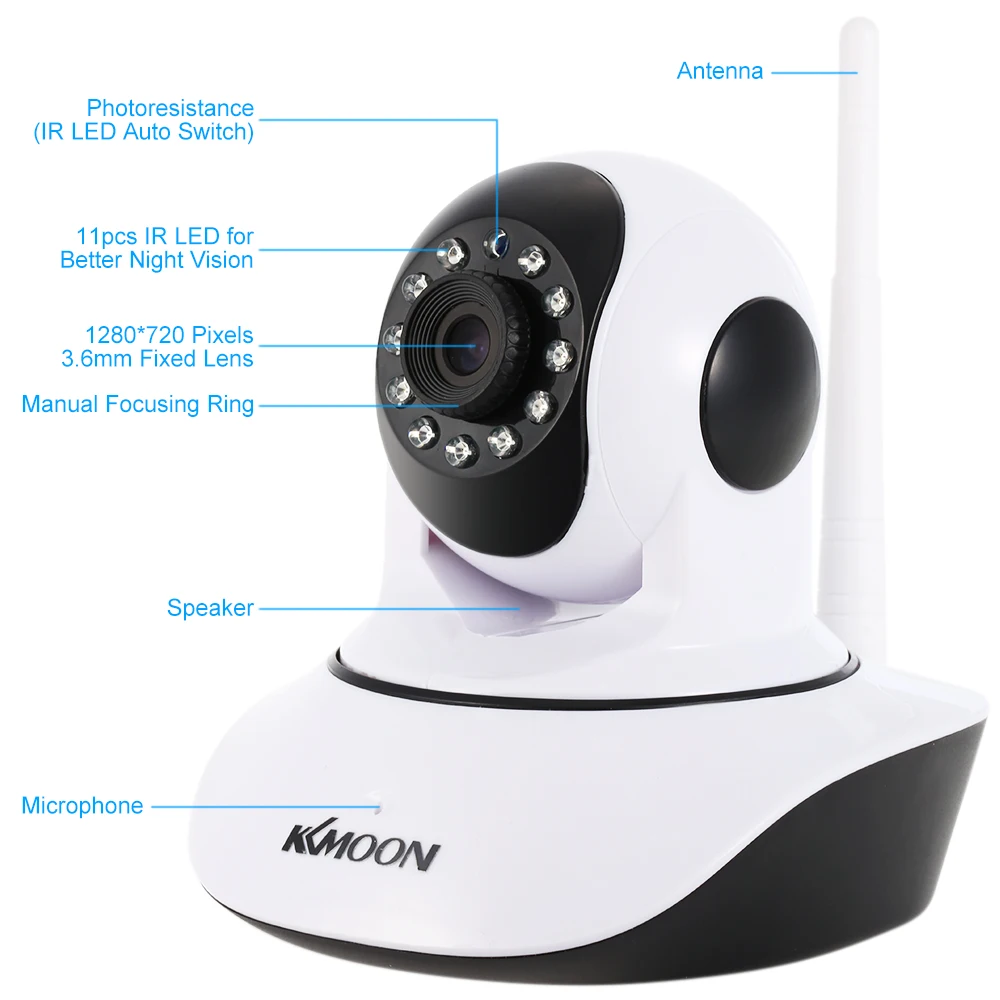 Kkmoon беспроводной 1080P ip-камера Wifi onvif-видео камера наблюдения P2P Pan/Tilt камера видеонаблюдения Wifi Cam TF слот для карт