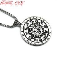 punk titanium 316l stainless steel zodiac amulet 12 constellations pendants necklaces for men jewelry