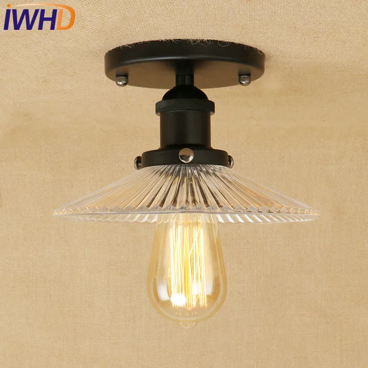 

IWHD Retro Loft Style Edison Industrial Ceiling Lamp Antique Iron Glass Vintage Ceiling Light Fixtures Home Lighting Luminaria