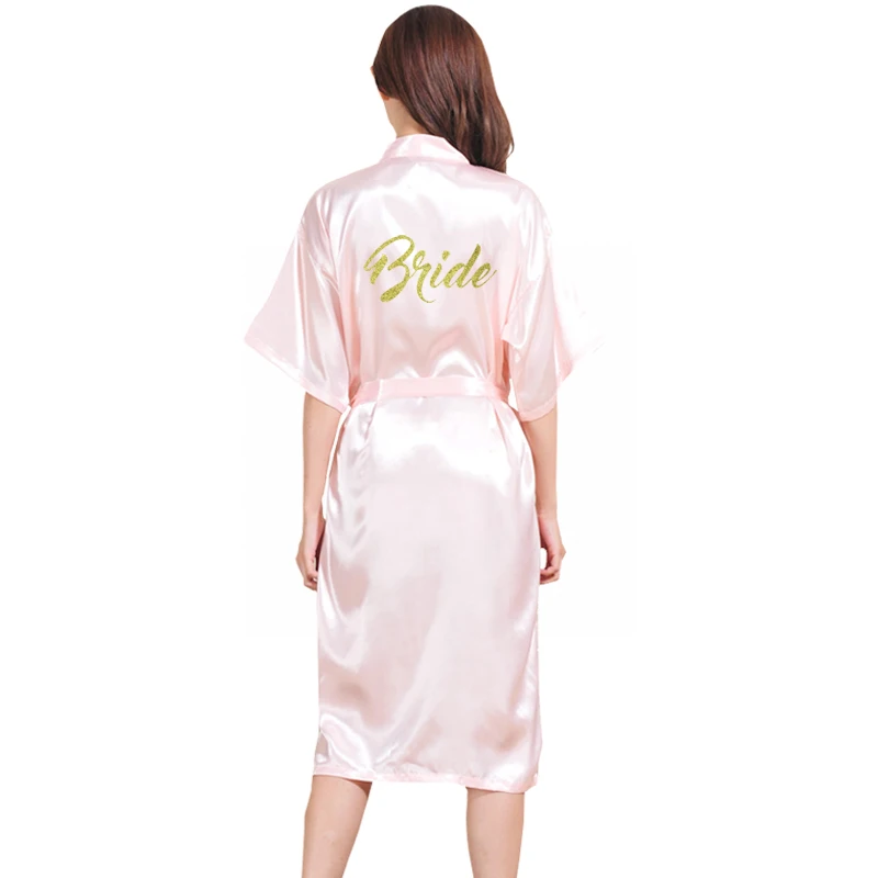 Pink Bride TJ02 женский халат с буквенным принтом для невесты, подружки невесты, вечерние халаты - Цвет: Pink Bride