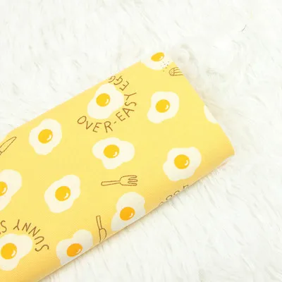 yellow Половина ярда утолщаются хлопок ткань с жареным яйцом печати ручной работы DIY мешок швейной одежды материал хлопок B451 - Color: yellow