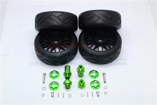 1/10 AXIAL YETI 90026 ALLOY FRONT &amp REAR HEX ADAPTERS+RUBBER ON-ROAD RADIAL TIRES WITH PLASTIC WHEELS-SET YT88910/0823 | Игрушки и