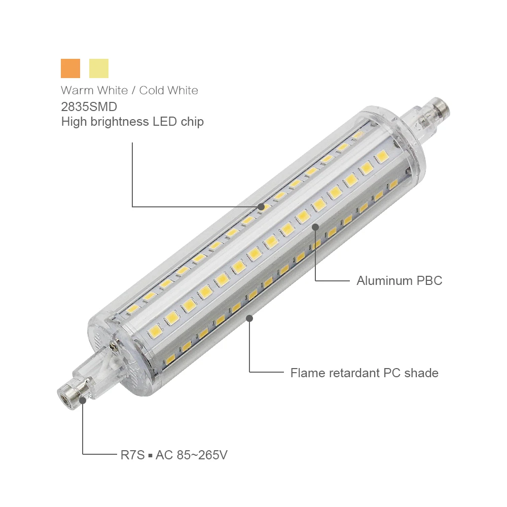 2018 лампа R7S LED Кукуруза 2835 SMD 78 мм 118 135 189 свет 5 Вт 10 12 15 замена галогенная AC 85-265 в