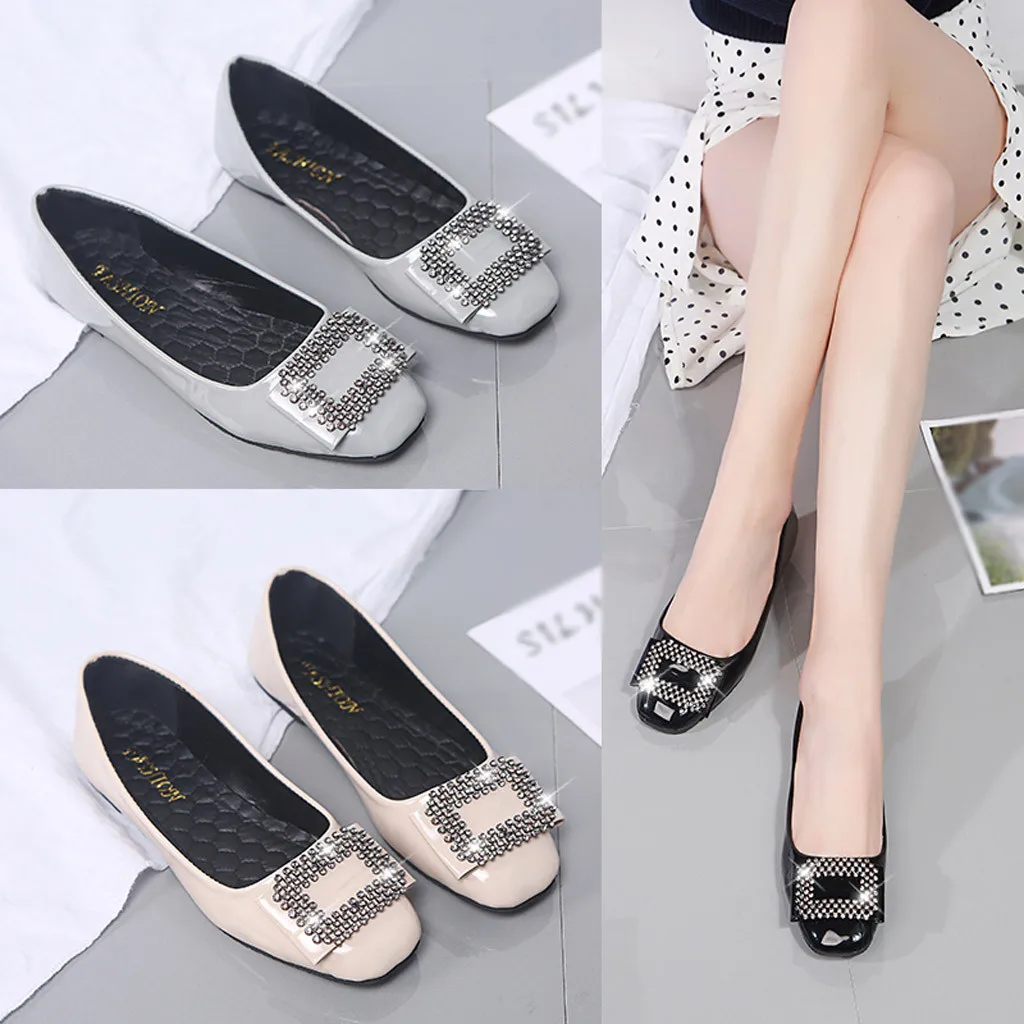 Flat Shoes Women Large Size Crystal Flats Fashion Slip On Casual Shoes Comfortable Loafers Women Flats