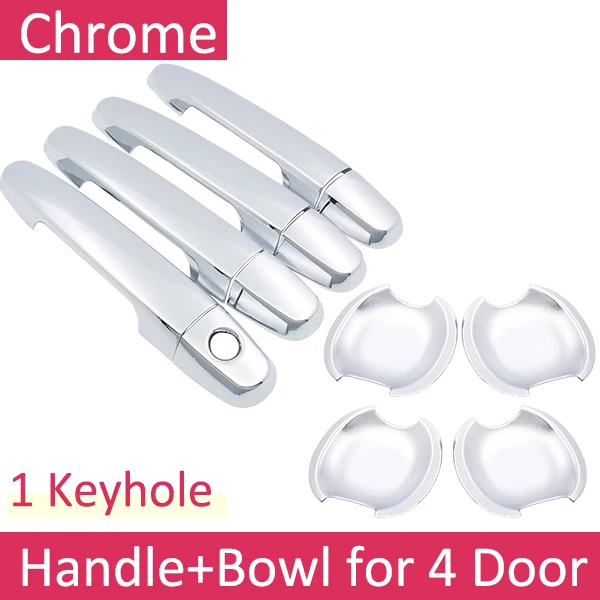 HandleBowl 1 Keyhole Для Toyota Corolla E140 E150 2007~ 2013 хромированная дверная ручка крышки автомобильные аксессуары наклейки Набор отделки 2008 2009 2010 2011 2012 - Название цвета: HandleBowl 1 Keyhole