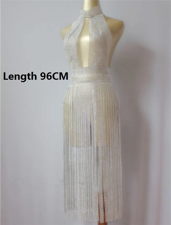 Sparkly Gold Tassel Bodysuit Rhinestones Outfit Glisten Beads Costume One-piece Dance Wear Singer Stage Leotard Headdress