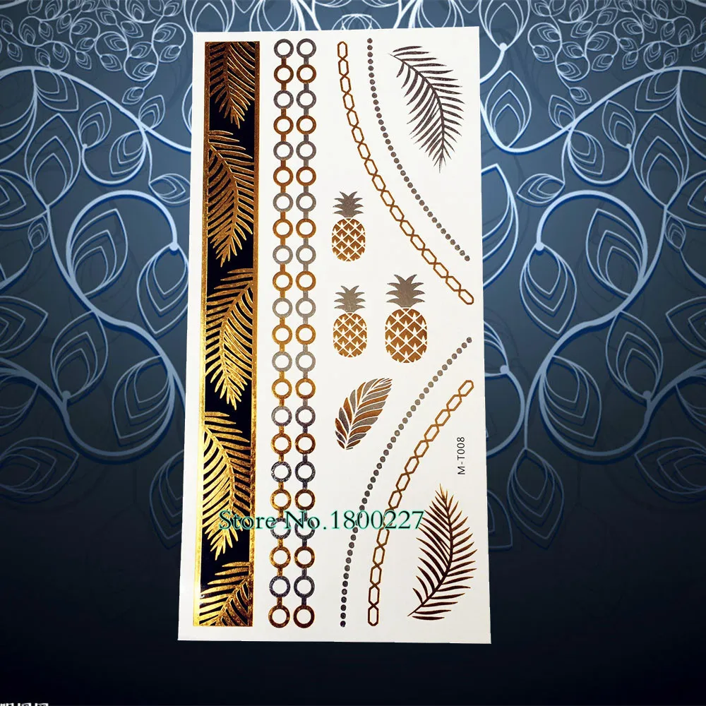 Временная татуировка Flash Gold переводная металлик искусственная наклейки для