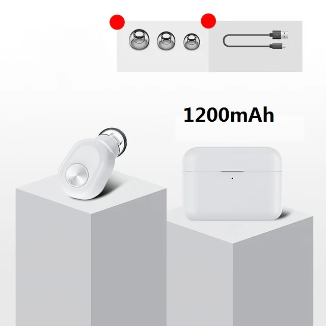 White 1200mAh BL1 мини-наушники-вкладыши, беспроводные наушники с одним ухом, Bluetooth 150 часов, длительное время ожидания, музыка HiFi, стерео наушники с зарядным устройством 2200 мАч - Цвет: White 1200mAh
