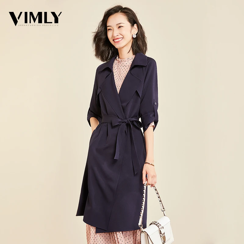 Женский Классический Тренч Vimly однотонный свободный пояс для офиса на весну и