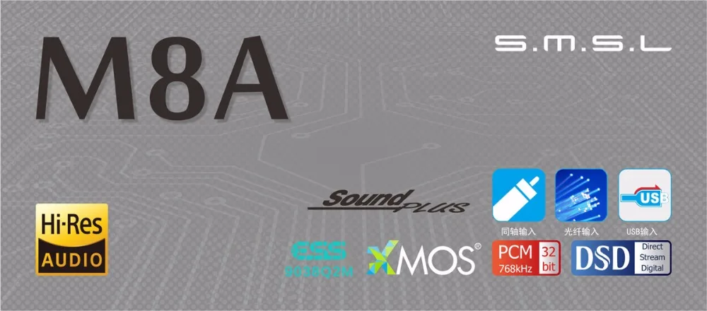 SMSL M8A родной DSD512 HIFI декодер Поддержка доп ЦАП ES9038 PCM768kHz Micro USB усилитель оптический коаксиальный Вход RCA Выход