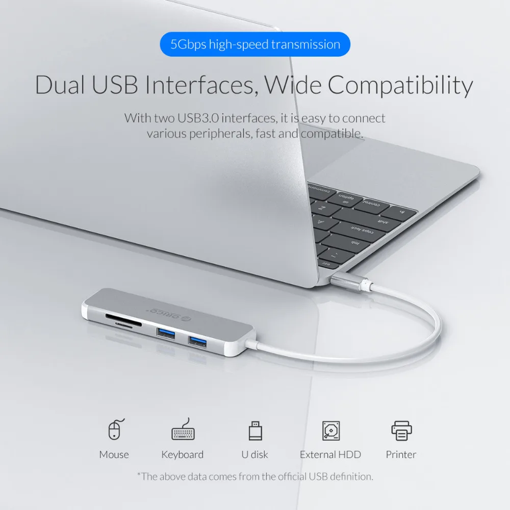 ORICO USB концентратор C к HDMI TF/SD адаптер для MacBook Pro Samsung Galaxy S10 Huawei Mate 20 Type кардридер 3 0