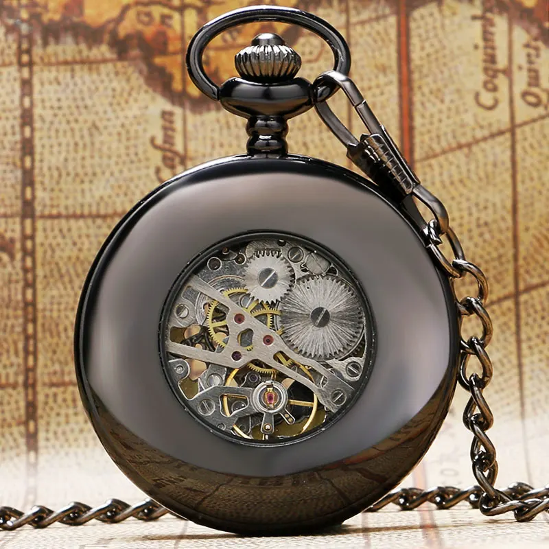 Часы в стиле стимпанк феникс птица чудо Механические карманные часы Черный