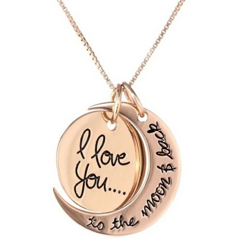 Колье с подвеской Love Forever Moon серебряное ожерелье надписью I You To The для мужчин и