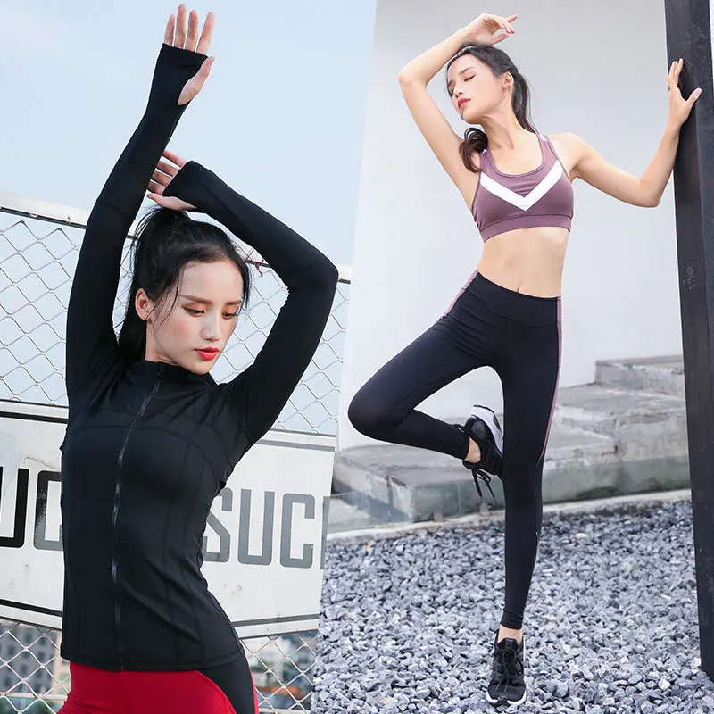 2018 новый осенне зимний костюм для йоги женщин гимнастический бега одежда фитнеса