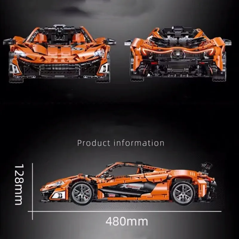 Новая техника MOC-16915 оранжевый Супер гоночный автомобиль fit Technic город строительные блоки кирпичи игрушка модель RC подарок на день рождения ребенок