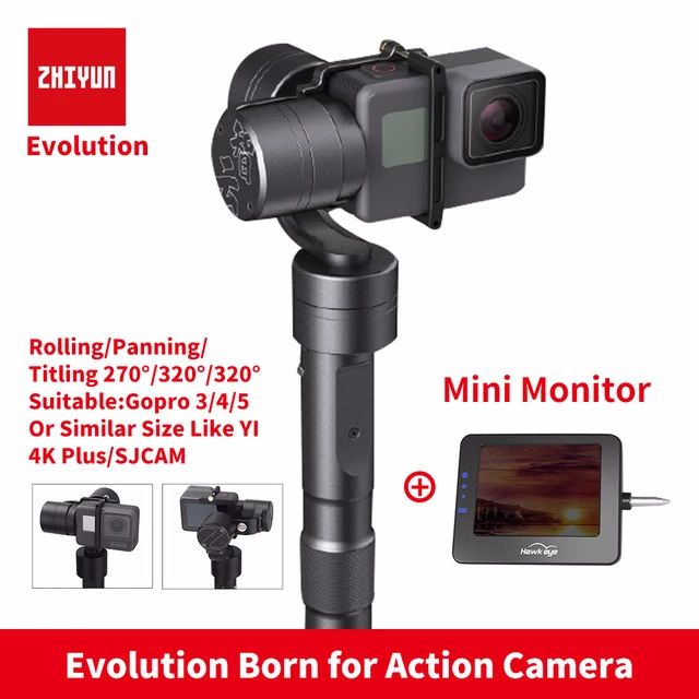 Zhiyun Z1 Evolution 3-х позиционный ручной карданный стабилизатор для экшн-камеры GoPro Hero 4 5 XiaoYi/дополнительный монитор Камера PK Hohem Isteady Pro