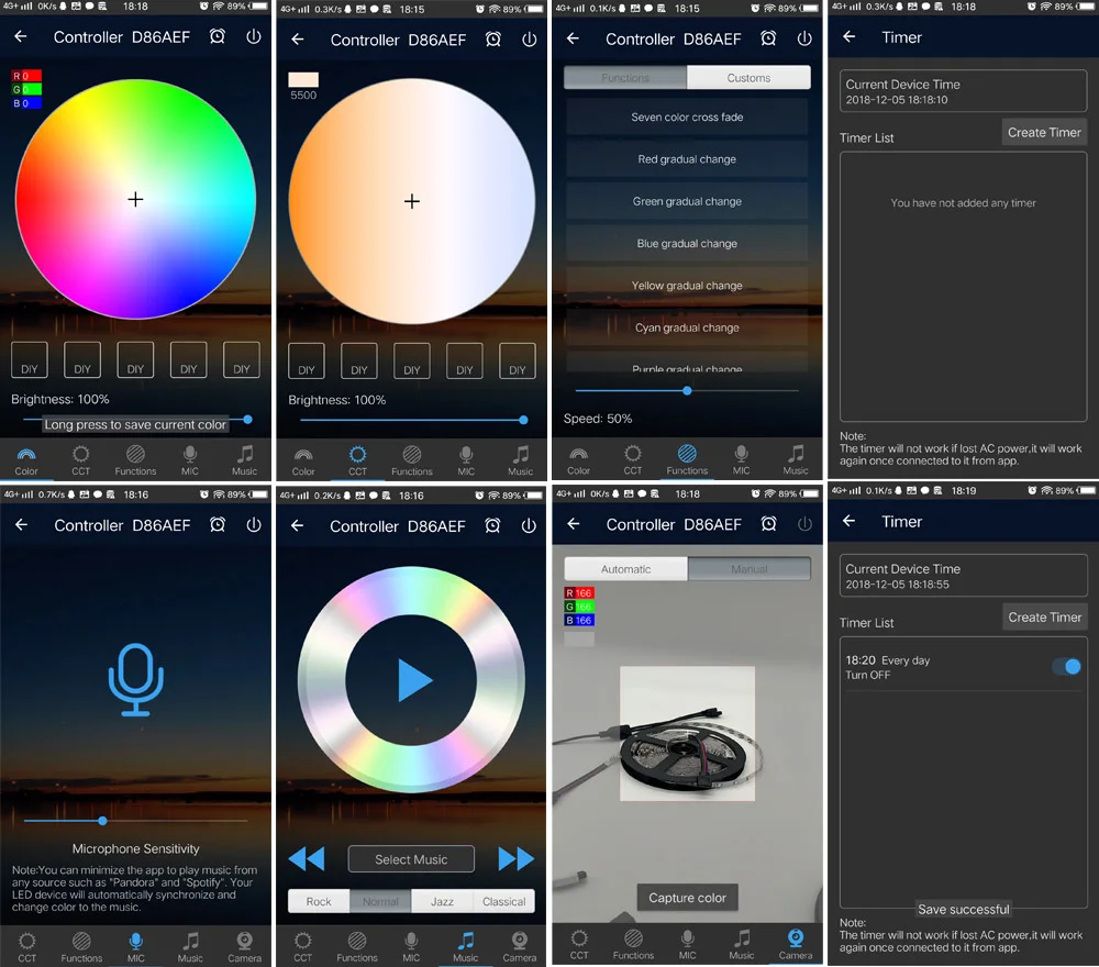 Светодиодная лента с регулируемой яркостью Wi-Fi 12 В RGB SMD 3528 водонепроницаемый