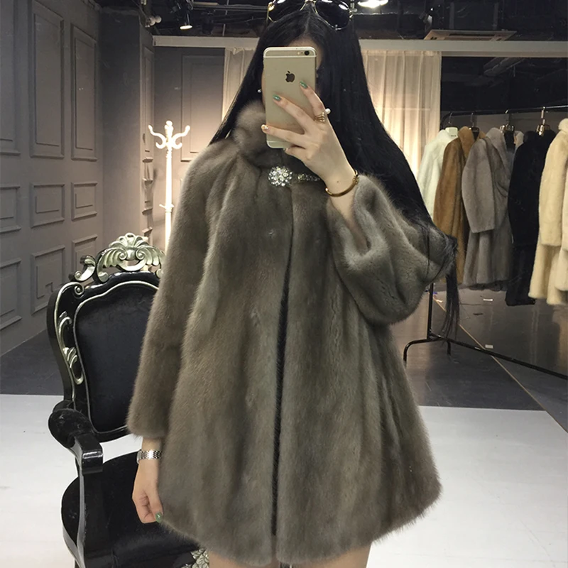 Женская шуба из натурального меха норки зимняя натуральной длинная цельного