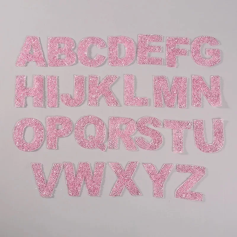 Розовый 26 шт./компл. 3D Стразы A-Z английские буквы гладить на заплатка для одежды сумки DIY Украшение Алфавит Аппликация патч 5 цветов - Цвет: Розовый