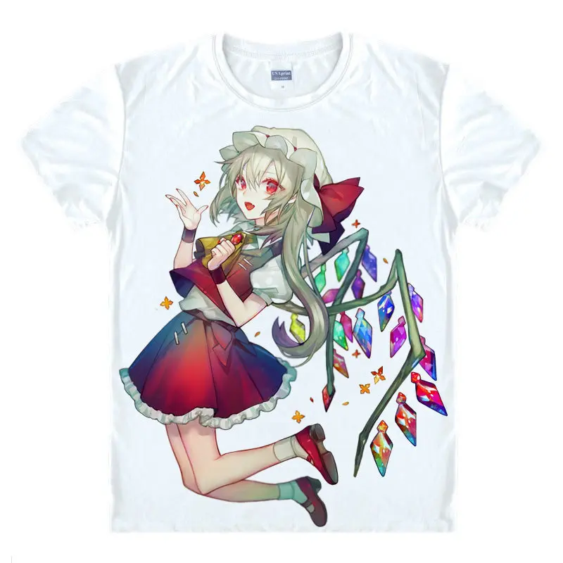 Аниме Touhou Project футболка Flandre Алая Рубашка футболки для пары персонажи аниме