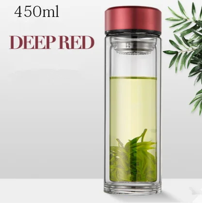 450ml 350 мл 450 мл Коммерческая бутылка для воды из высокоборового стекла термостойкая бутылка для воды с чайным фильтром герметичная спортивная чашка - Цвет: 450ml